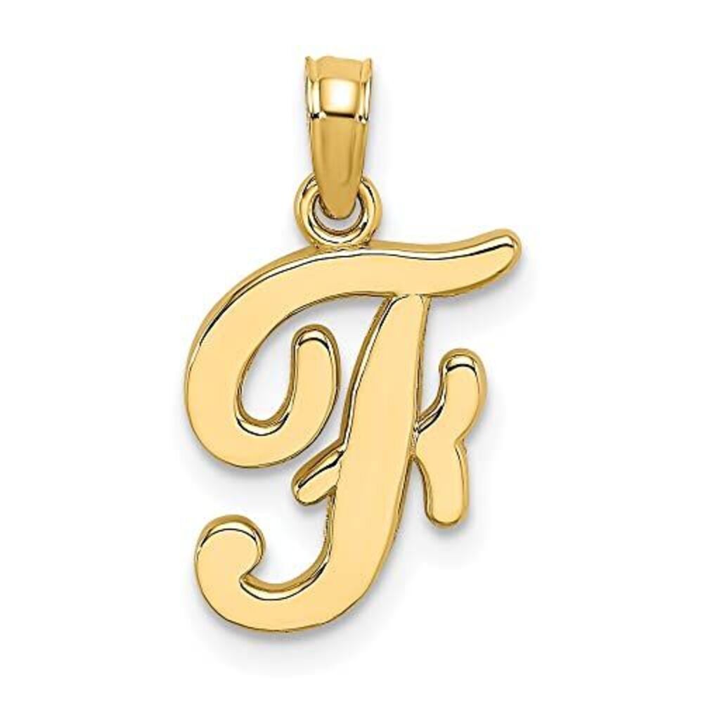 10k Yellow Gold Polished F Script Initial Charm - image 5